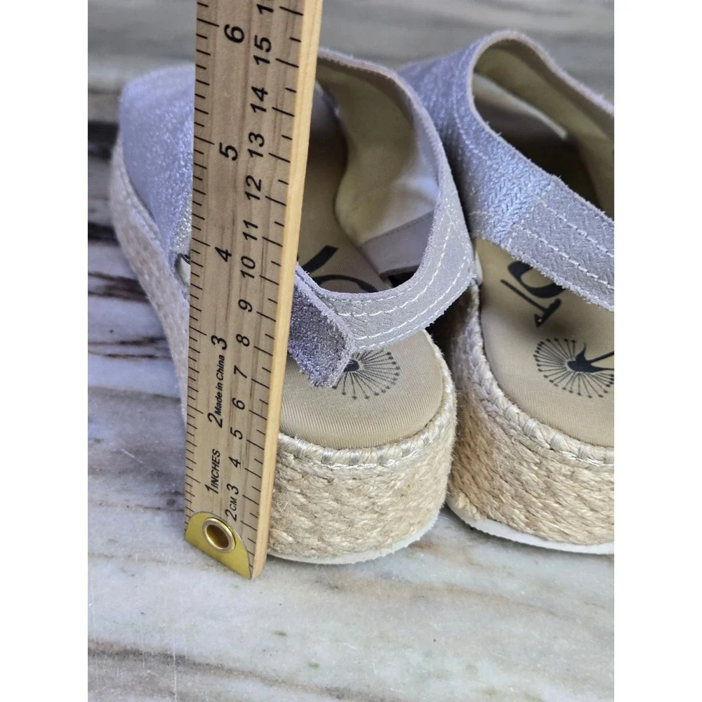 OTBT Marisol Silver Metallic Platform Espadrille Wedge Sandals Womens 8.5 M